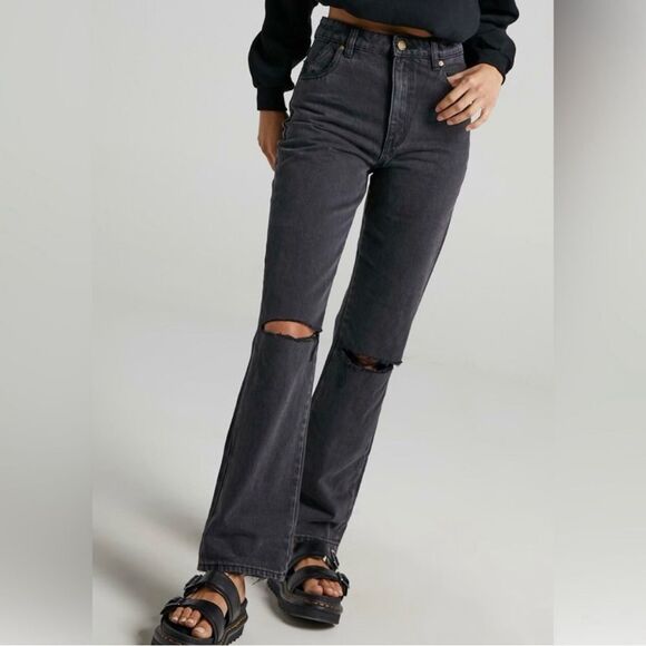 Rollas high rise straight jeans gray black - Picture 1 of 6
